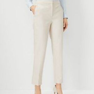 The High Waist Ankle Pant in Stretch Cotton Size 14 Ivory Porcelain